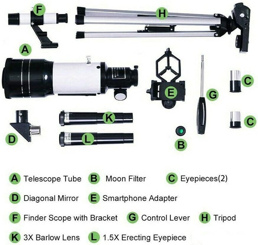 70mm Refractor Telescope 300mm for Kids & Beginners with Tripod & Phone Adapter