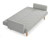 3 Seater Light Grey Sofa Bed Chevron Fabric Clic Clac Wooden Legs