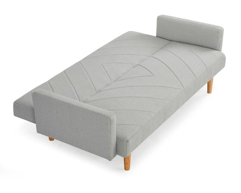 3 Seater Light Grey Sofa Bed Chevron Fabric Clic Clac Wooden Legs