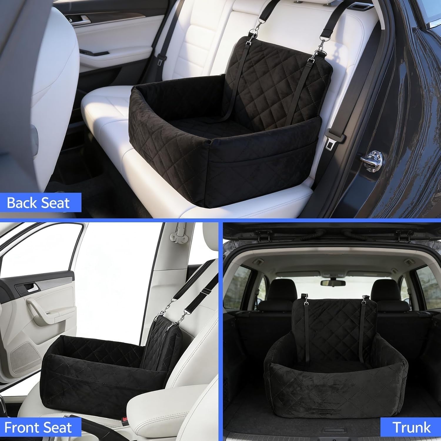 Small Dog Booster Car Seat Memory Foam Travel Bed Washable 20lb