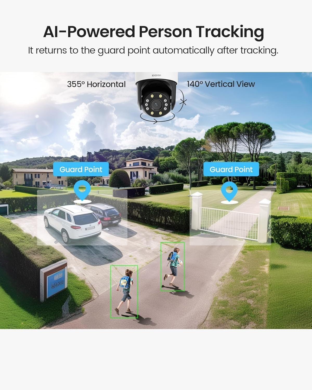 6MP Dual Lens WiFi Security Camera PTZ AI Tracking Color Night Vision