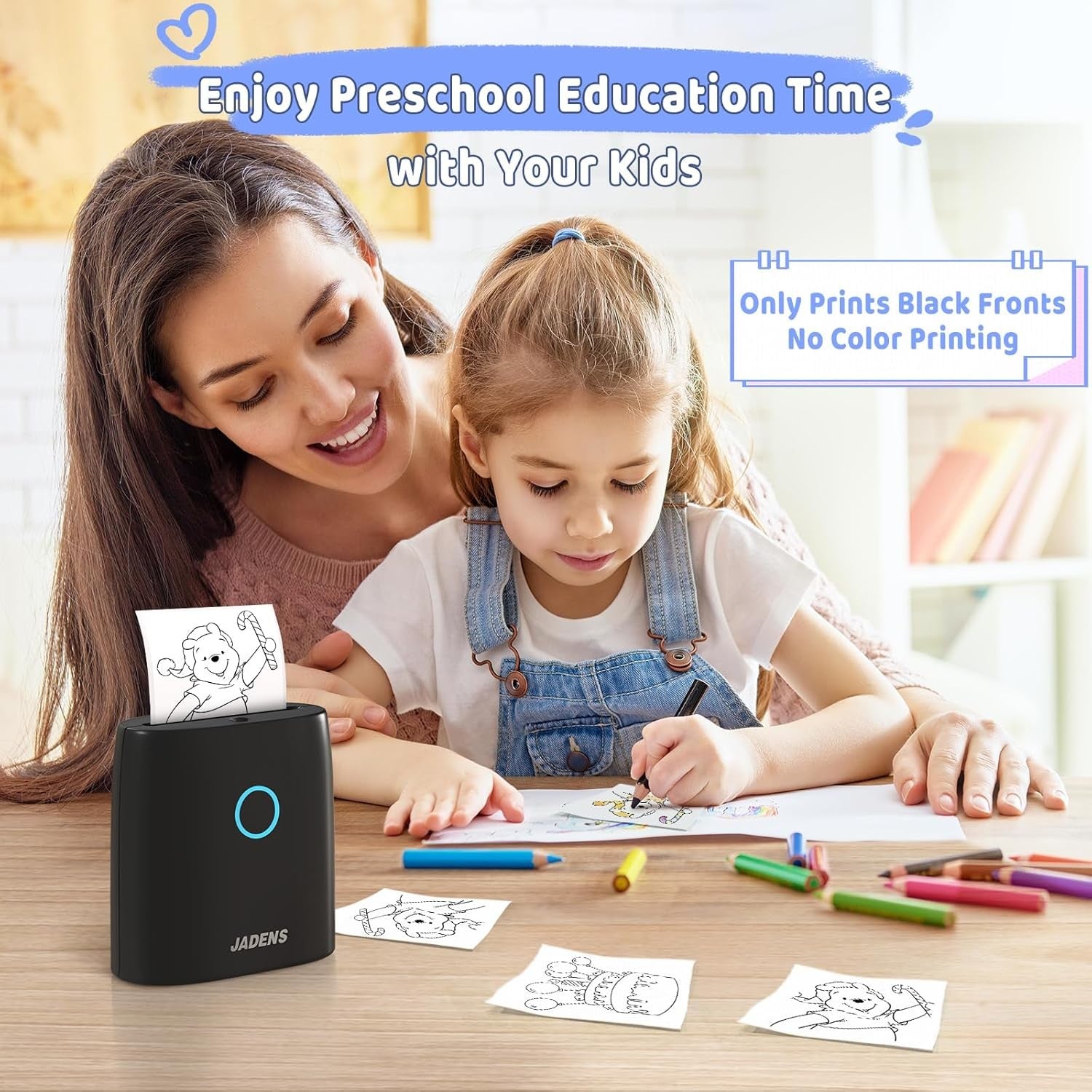 JADENS Mini Thermal Printer Wireless Bluetooth Portable Pocket