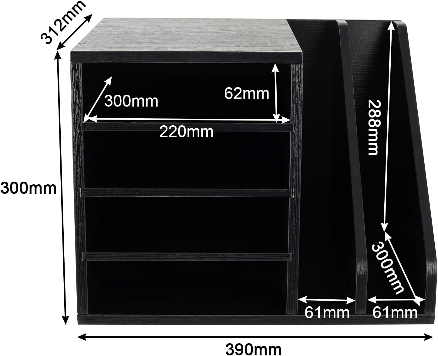 Wooden A4 Desk Tray File Holder Paper Organiser Magazine Rack Black