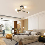 Modern Black Gold Sputnik Ceiling Light E27 4-Way Flush Mount Lamp