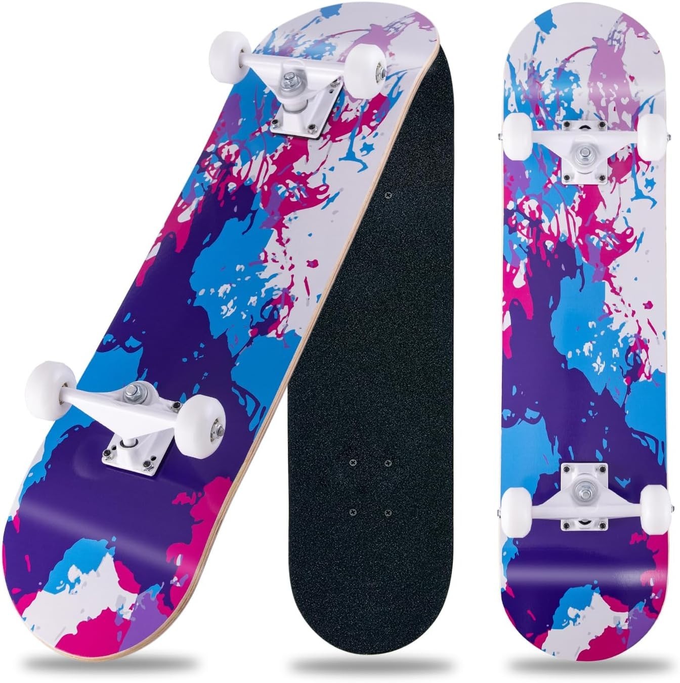 Complete 31x8 Maple Skateboard Double Kick Cruiser Beginner Teens Adults