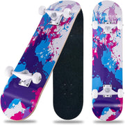 Complete 31x8 Maple Skateboard Double Kick Cruiser Beginner Teens Adults