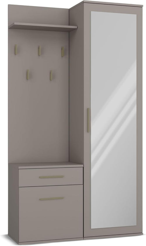 Modern Clay Hallway Wardrobe with Hooks, Shelves & Shoe Storage, 180cm