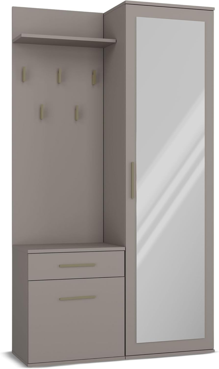 Modern Clay Hallway Wardrobe with Hooks, Shelves & Shoe Storage, 180cm