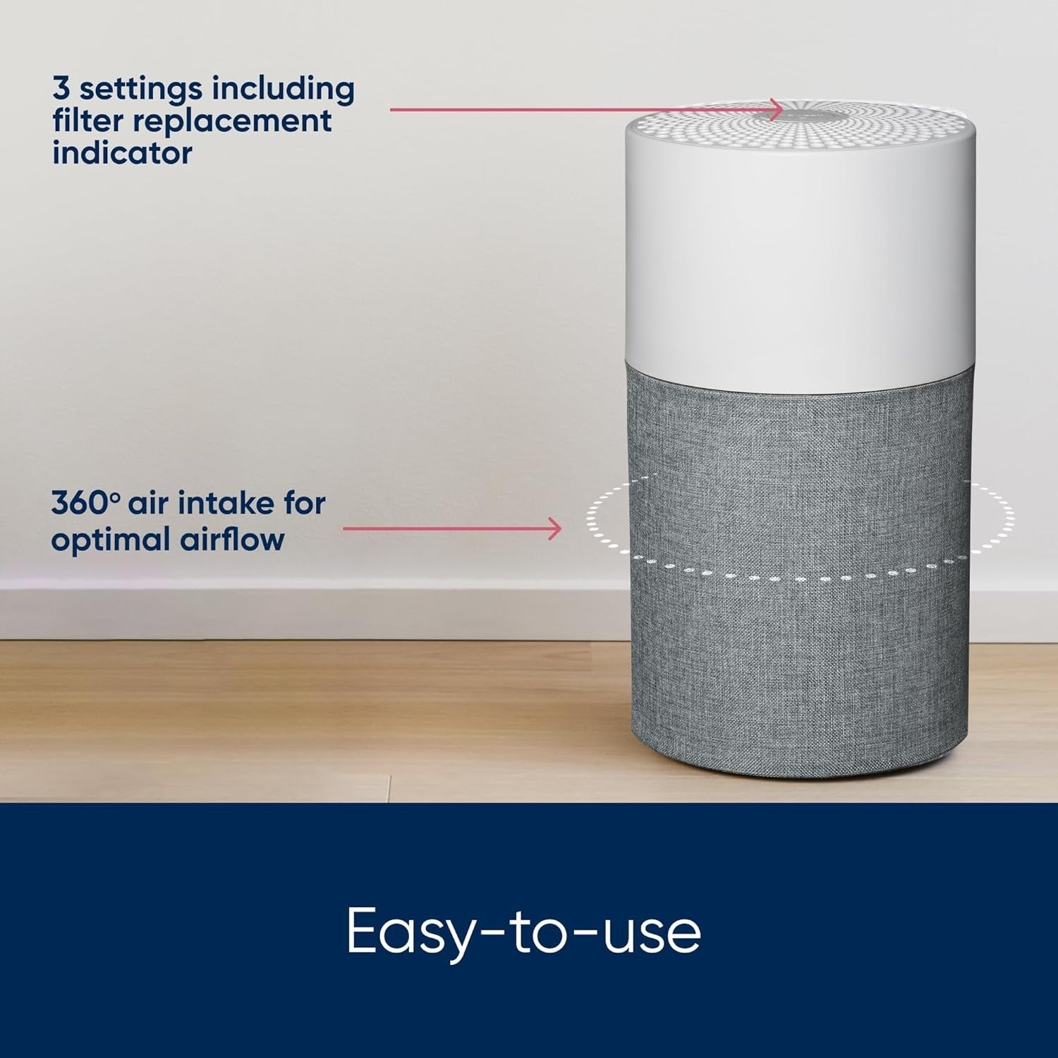 HEPA Air Purifier 38m² Ultra Quiet Bedroom Allergy Dust Pet Odour
