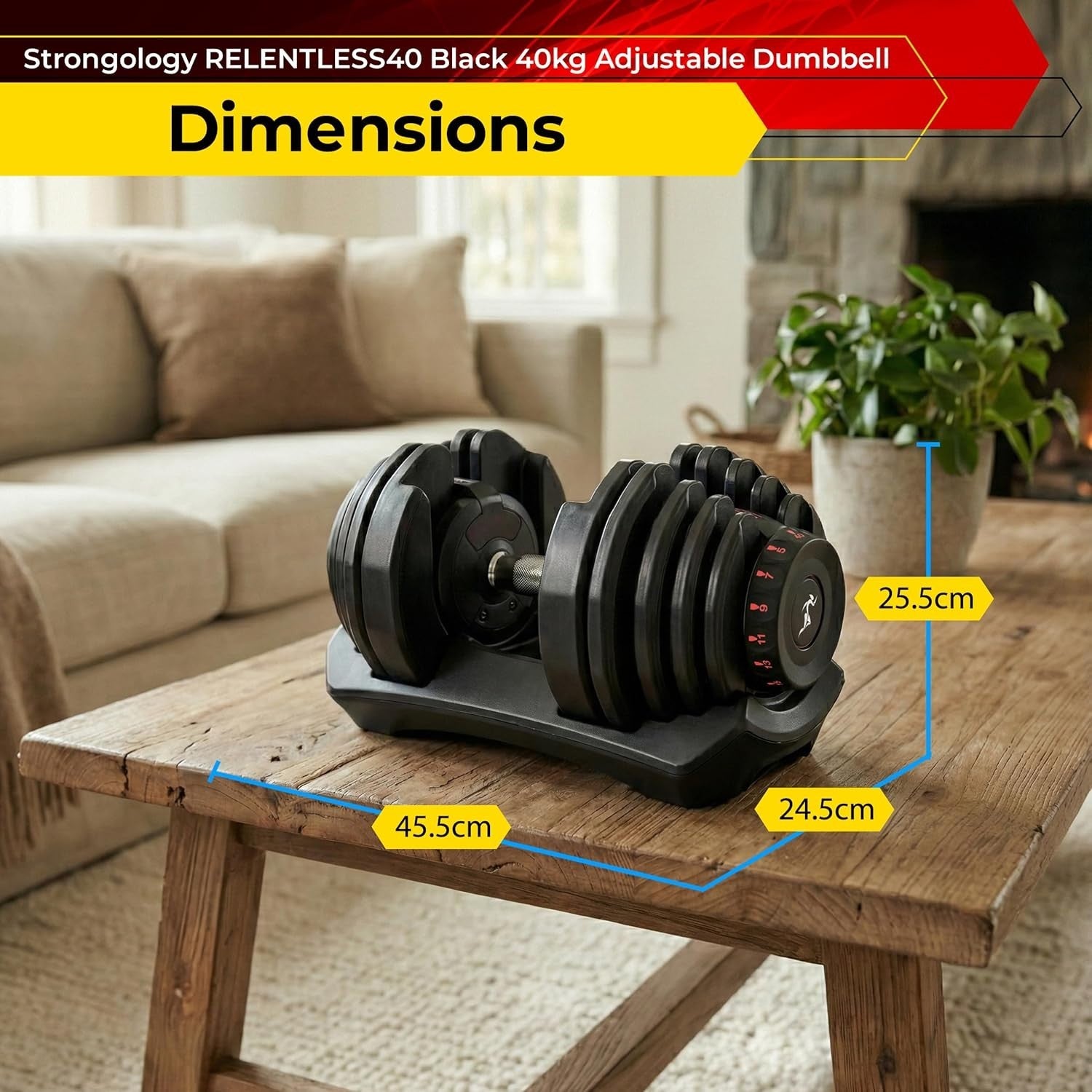 Smart Adjustable Dumbbell 5–40KG Quick Change Space Saving Home Gym Weight