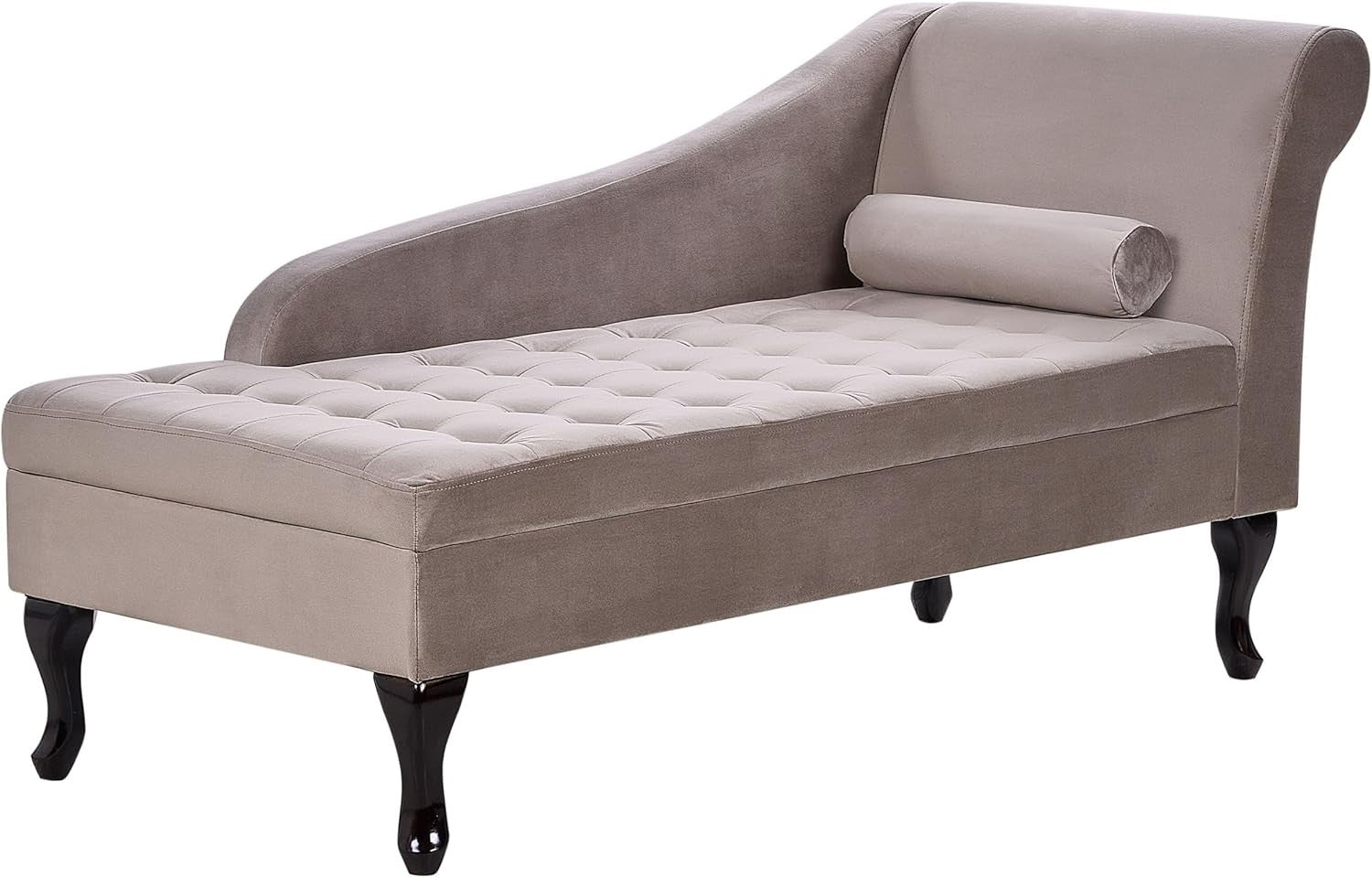 Velvet Chaise Lounge with Storage & Bolster Pillow, Elegant Indoor Sofa Seat