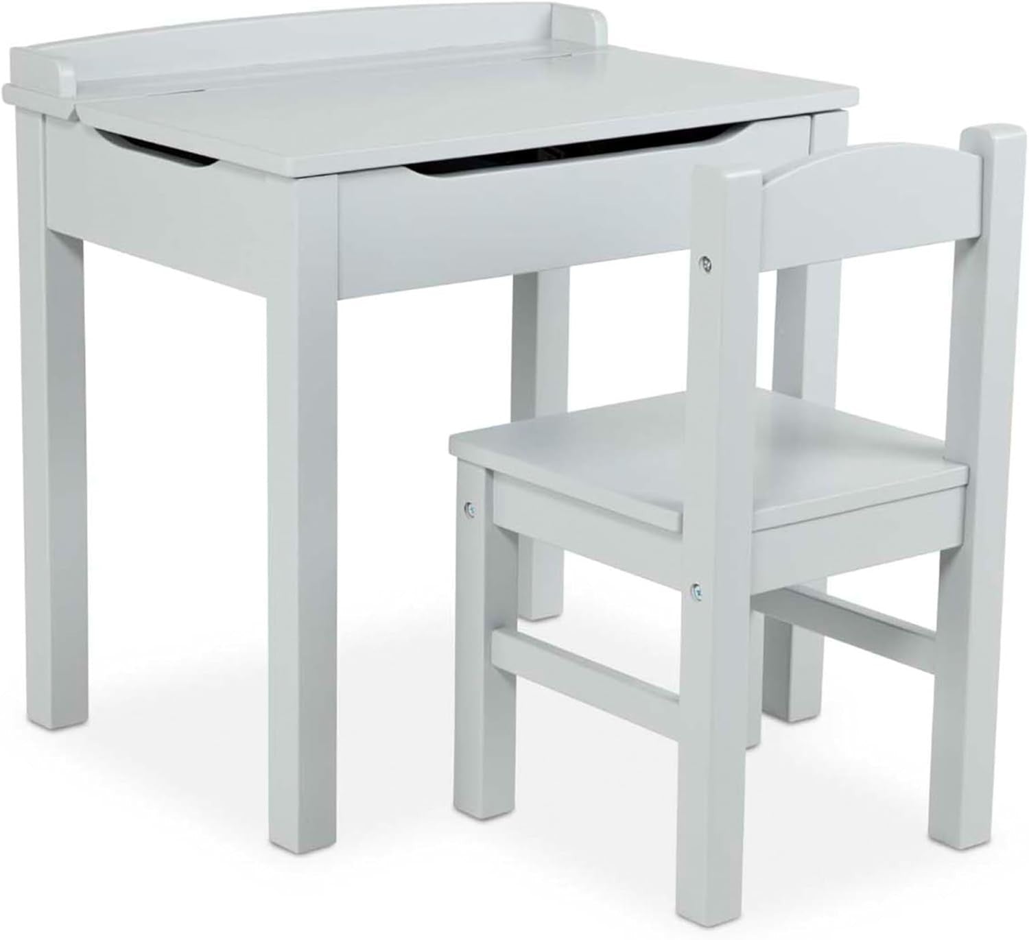 Kids Lift-Top Desk & Chair Set, Grey Wood, Compact 46x16.5x65cm