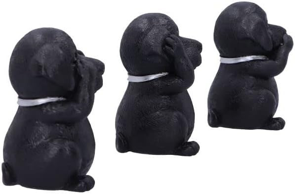 Three Wise Labrador Dog Figurines Resin 8.5cm Black Ornament Cute Home Gift
