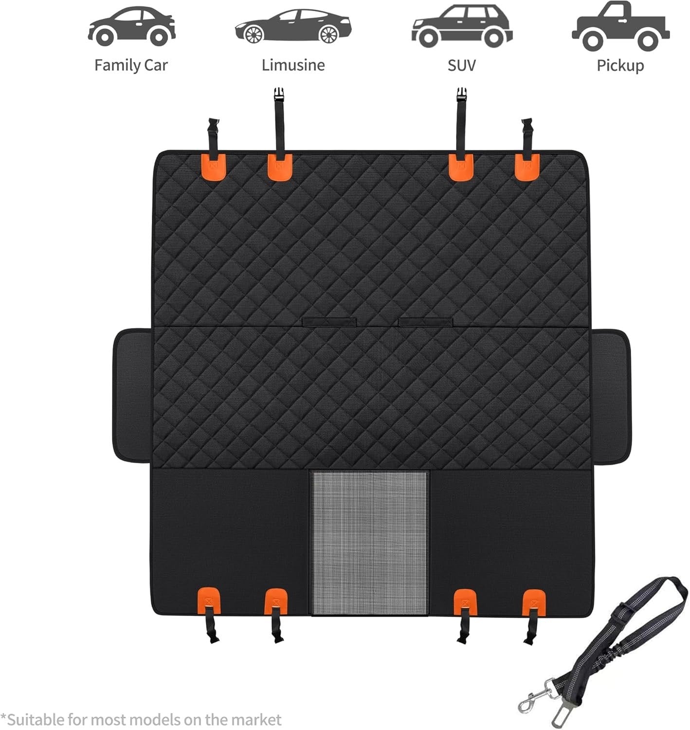 Dog Car Seat Cover Hammock Waterproof Mesh Window Rear Protector Leash