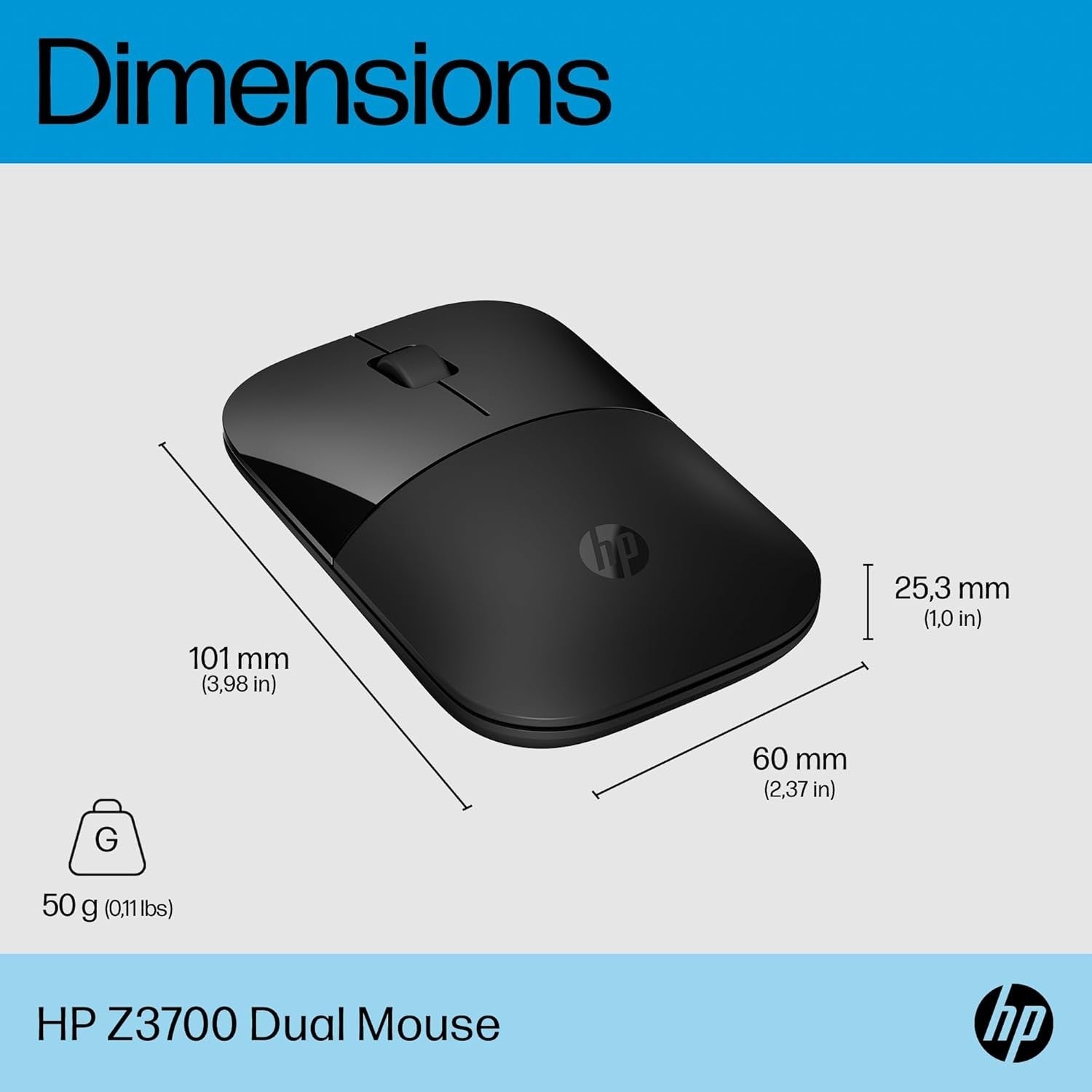 Wireless Bluetooth Mouse 1600 DPI Dual Mode Slim Black