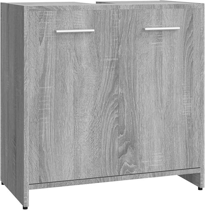 Grey Sonoma Bathroom Sink Cabinet 60x33x60cm Modern Vanity Storage Unit