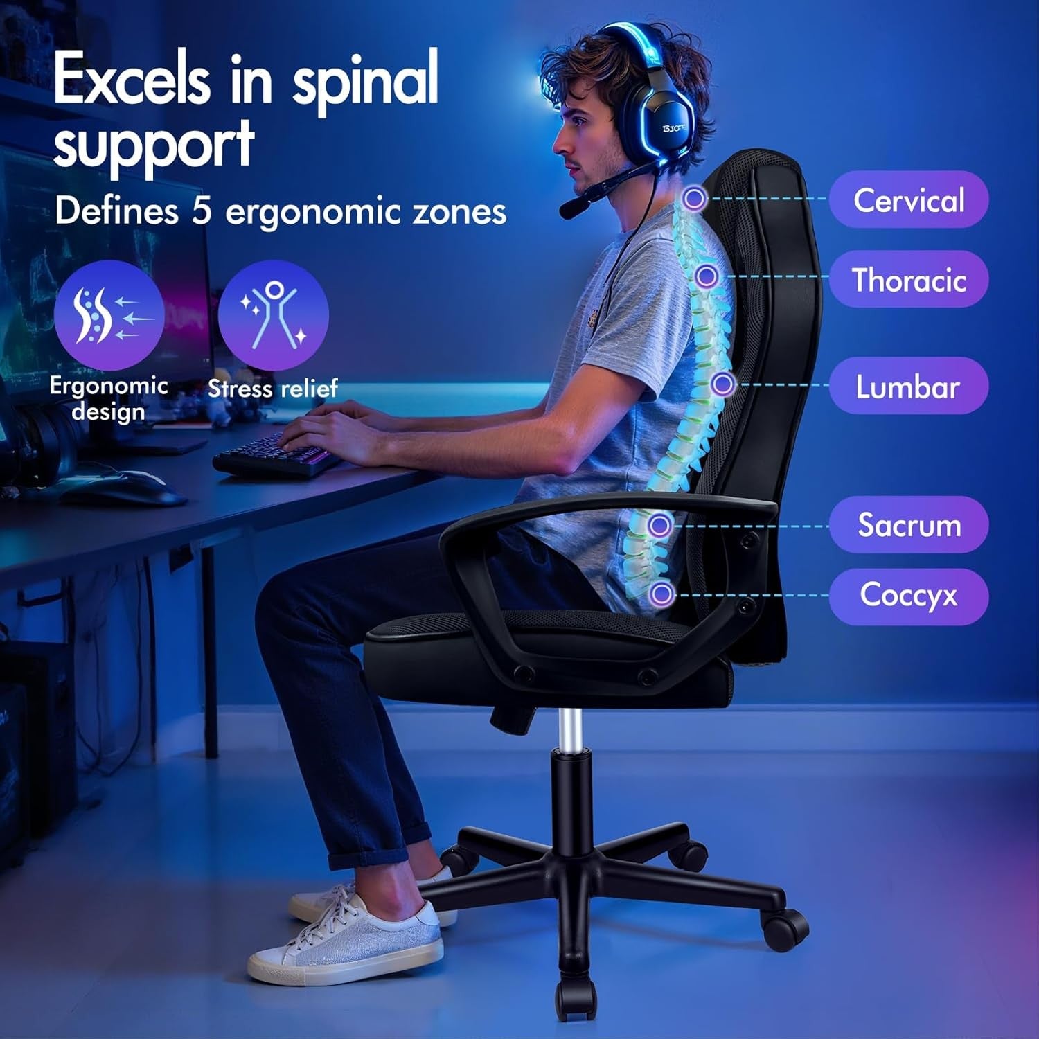 Ergonomic Gaming Chair High Back Swivel Office Desk PU Leather