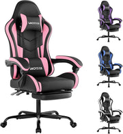 Ergonomic Gaming Chair with Footrest & Lumbar Support – Black Pink PC Seat