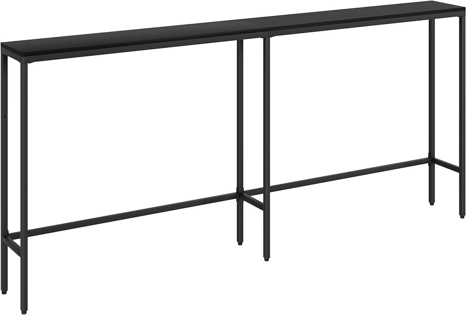 Slim Black Console Table Narrow Entryway Hallway Sofa Table 180cm Modern