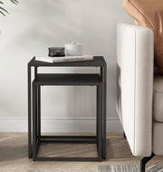 Modern Square End Side Table Black Metal Nightstand Coffee Accent Desk 40x40cm