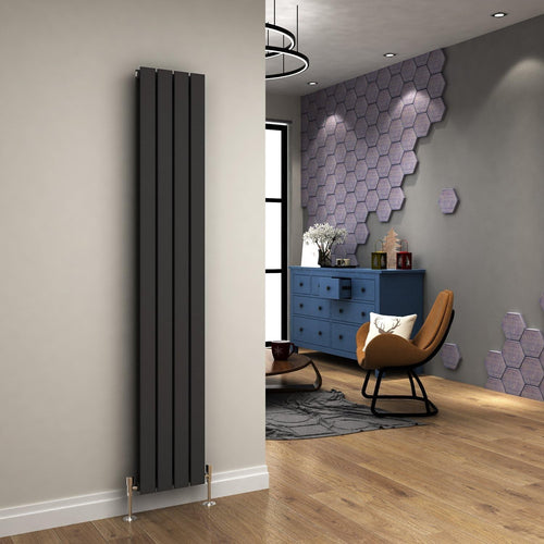 Vertical Designer Radiator Anthracite 1800x300 Double Flat Panel BathroomVertica