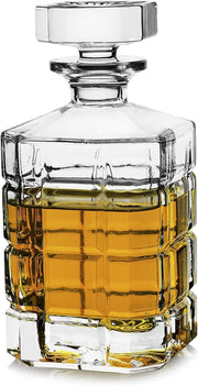 Square Whiskey Decanter 29oz Premium Glass Liquor Bottle with Stopper Gift