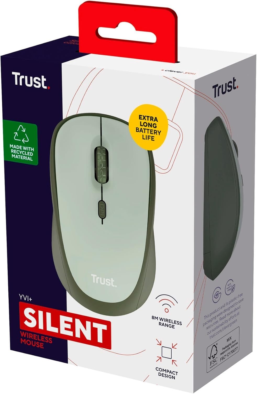Silent Wireless Mouse 1600 DPI Eco Design Compact USB Receiver Home Office