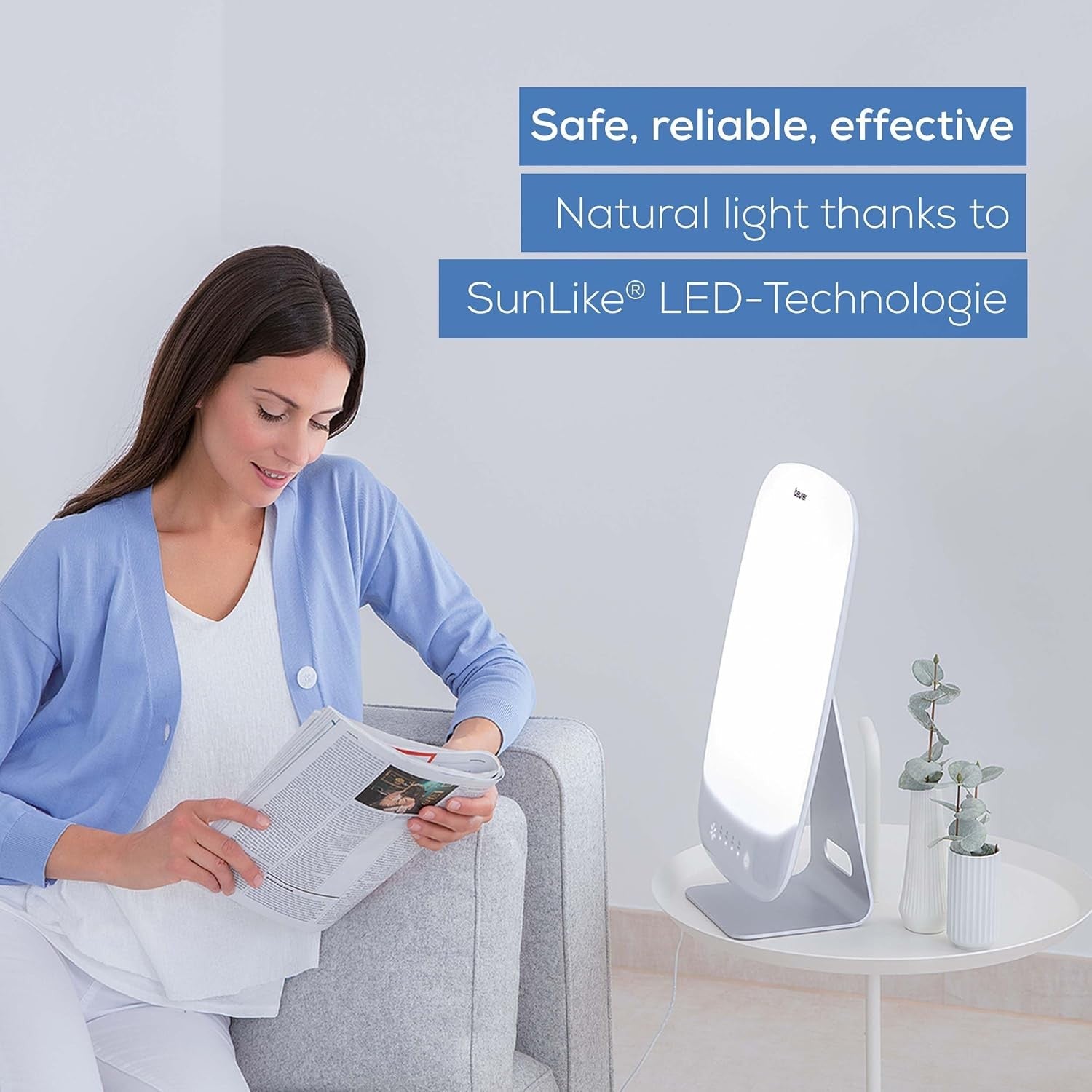 White SAD Light Therapy Lamp 14000 Lux Daylight Simulation LED Dimmer
