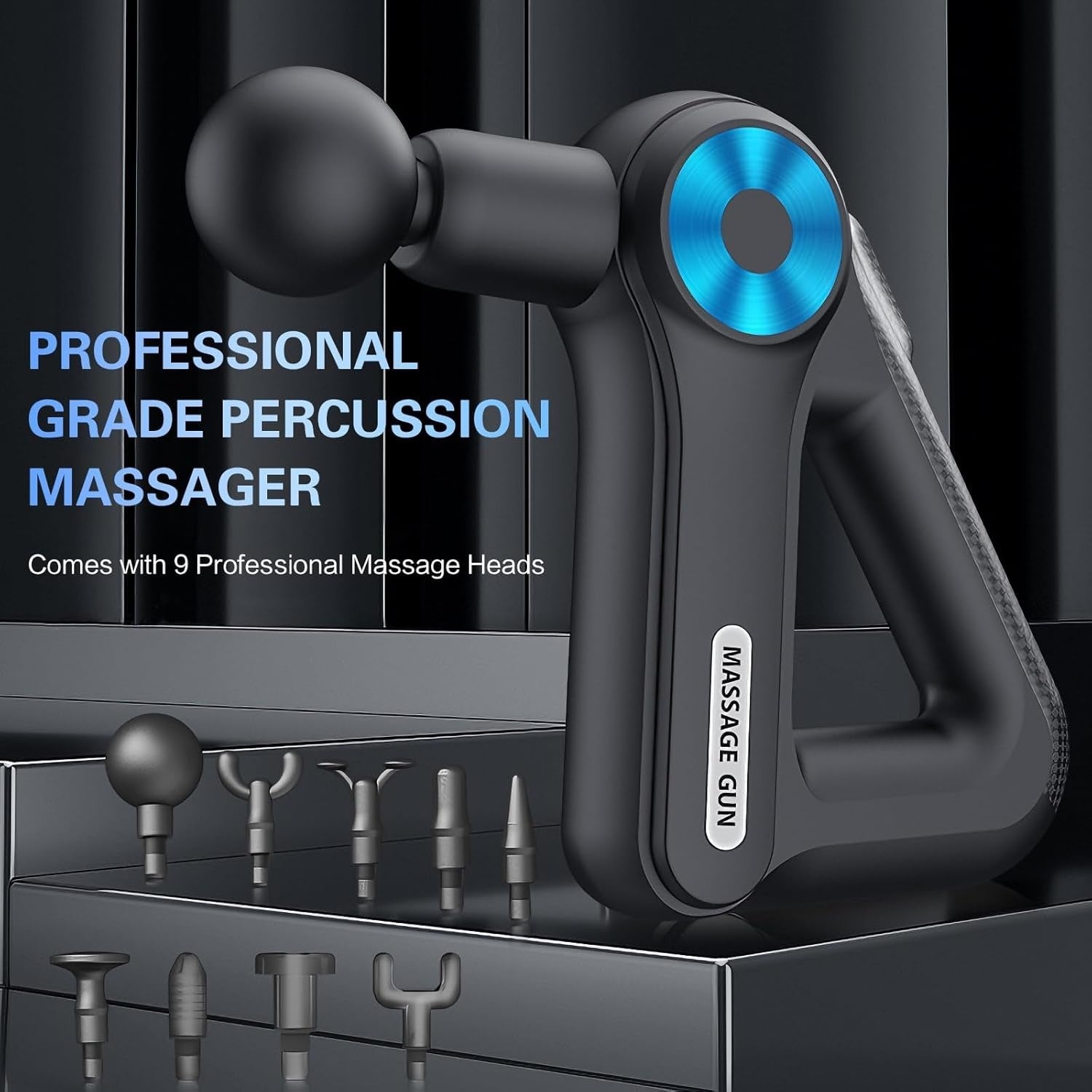 Deep Tissue Massage Gun 9 Speed Levels Ergonomic Handle Wireless Muscle Relief