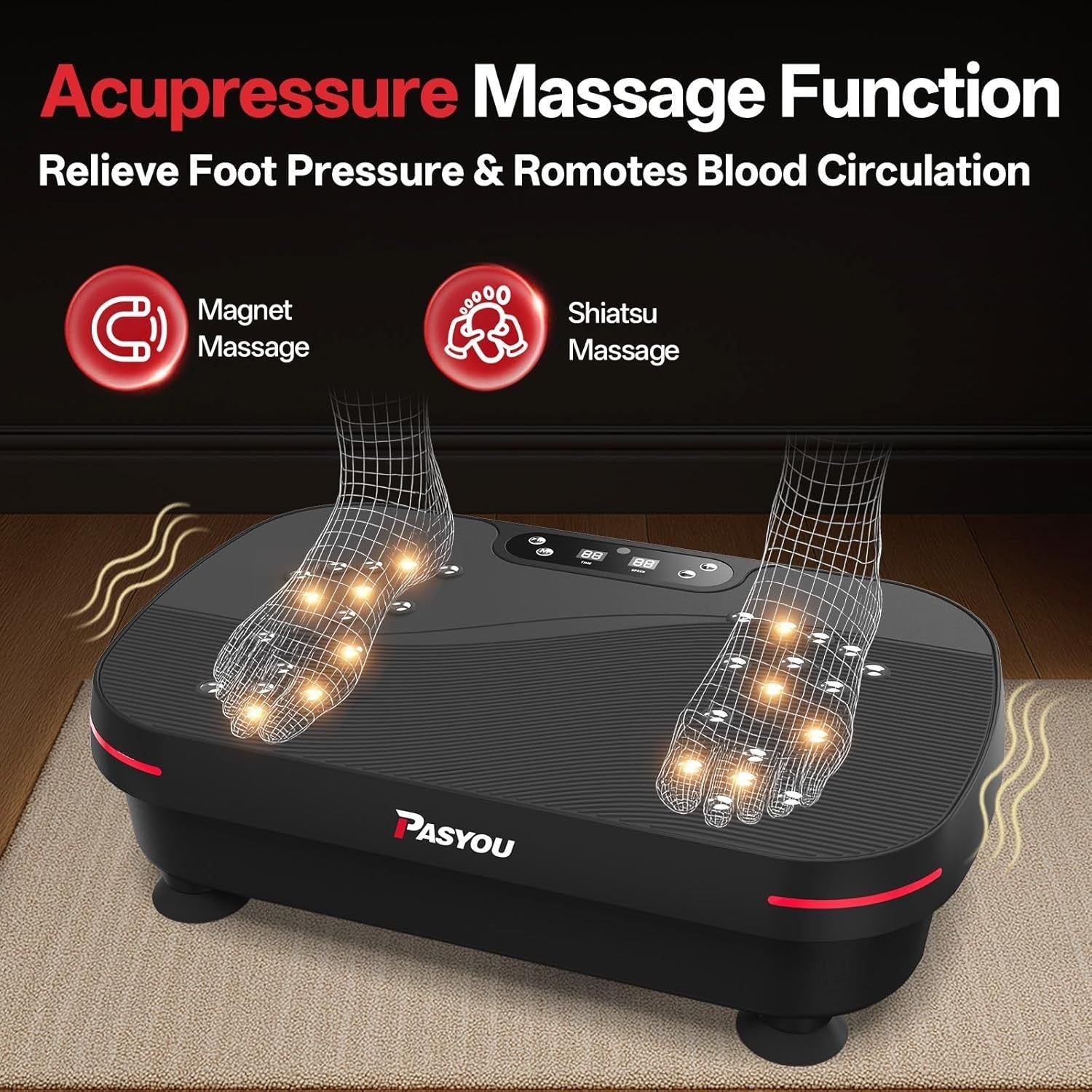 Dual Motor Vibration Plate Exercise Machine 99 Speeds Lymphatic Trainer