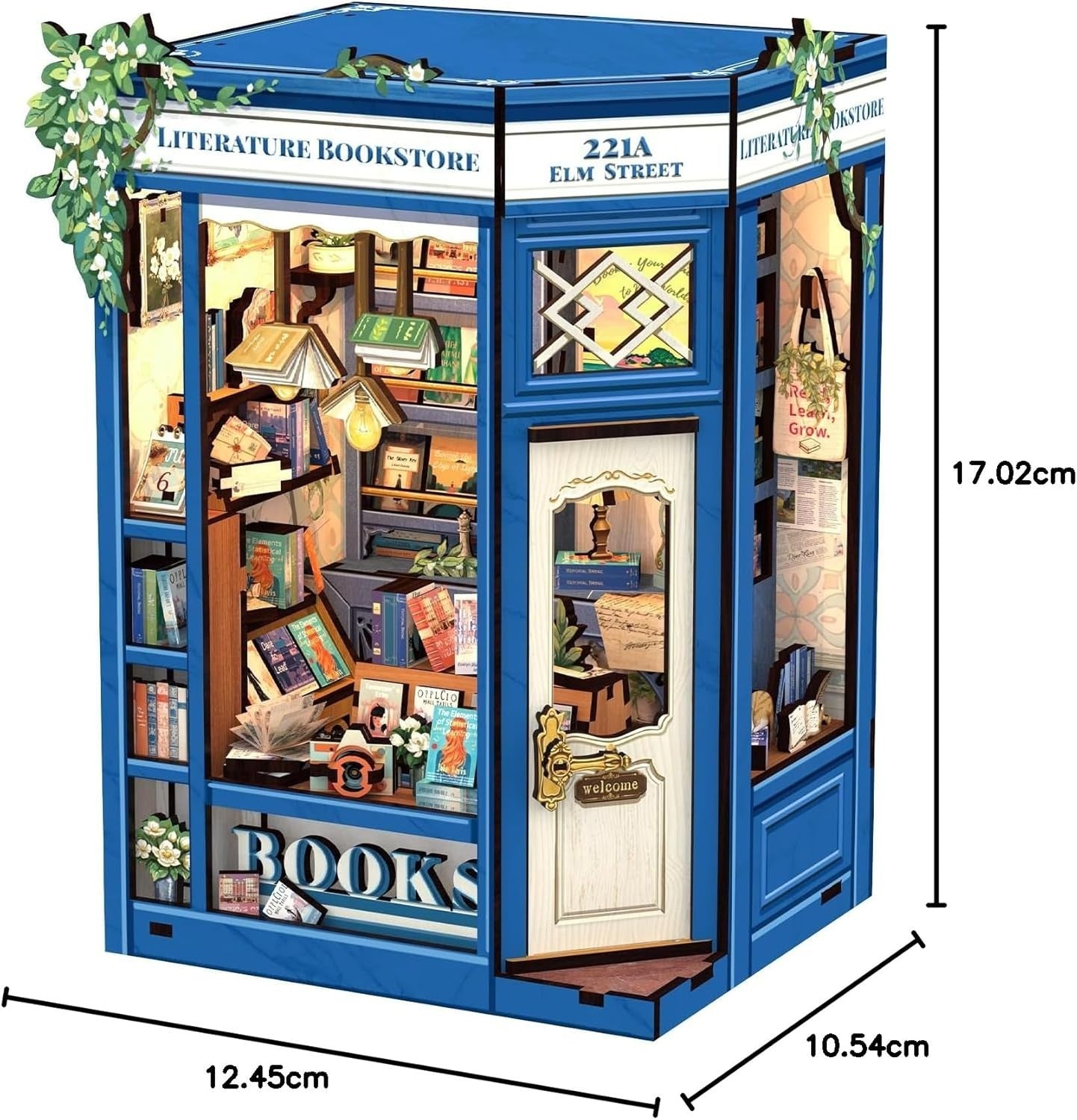 DIY Book Nook Kit LED Miniature Bookshop 3D Wooden Puzzle Decor Gift