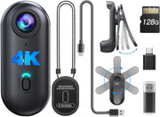 4K Mini Body Camera 128GB Wearable Cam Magnetic Clip 120Min Recording