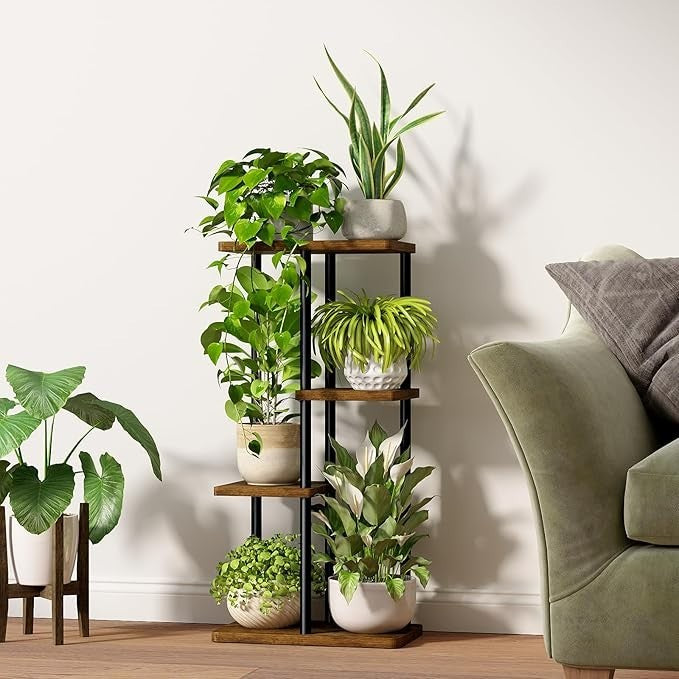 4 Tier Metal Plant Stand Indoor Outdoor Corner Flower Shelf Display Rack