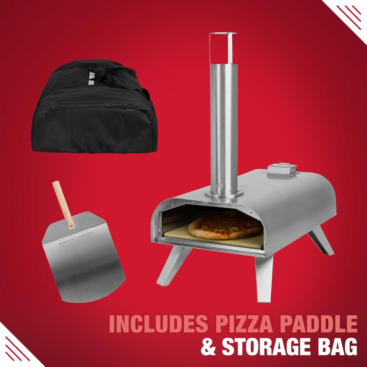 12" Outdoor Wood Fired Pizza Oven Stainless Steel Portable BBQ Smoker Grill