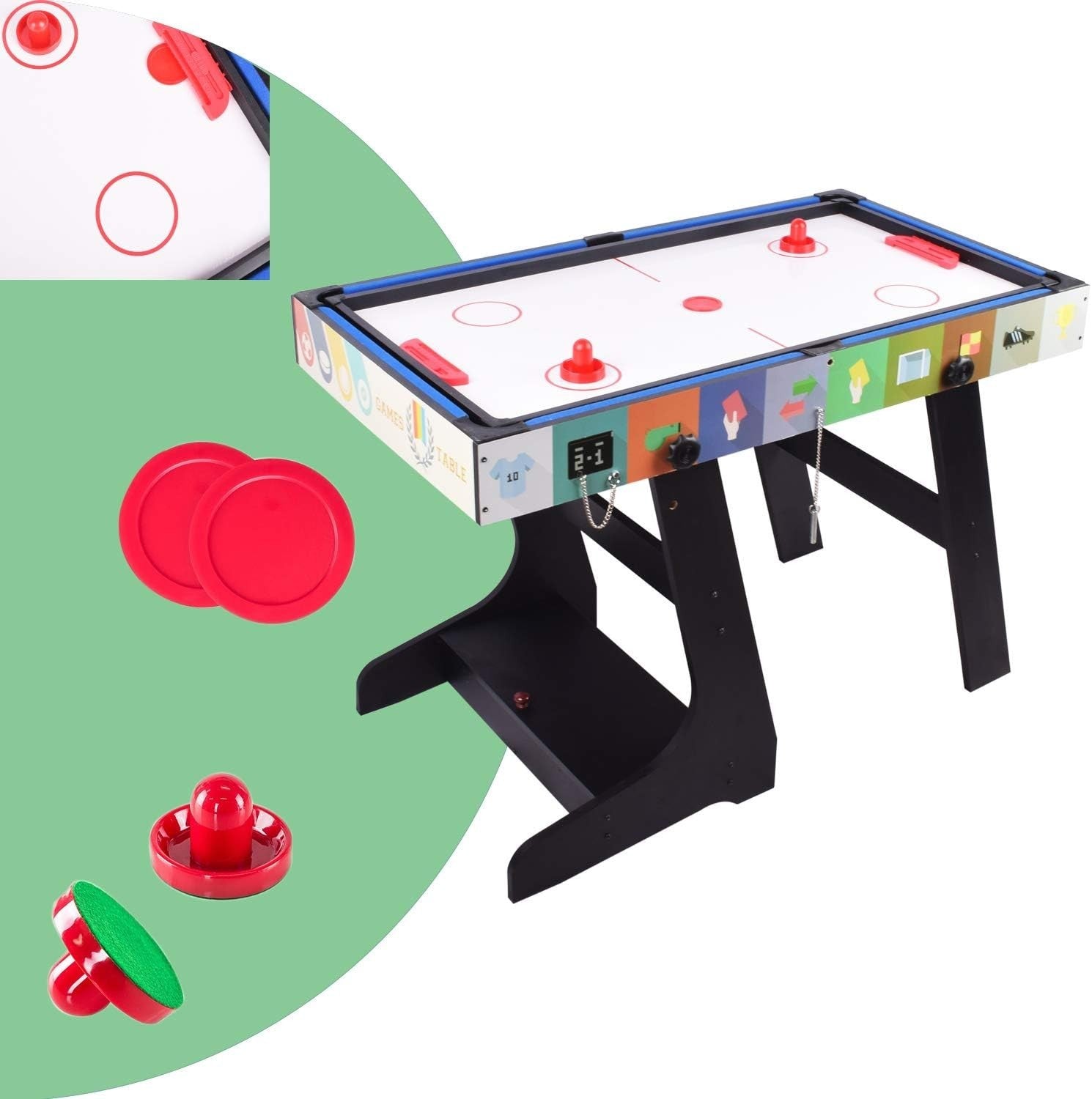 4FT 4 in 1 Multi Game Table Folding Pool Foosball Hockey Tennis