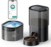 Automatic Cat Feeder Water Fountain WiFi Timer 3L Food 2.5L Pet Bowl
