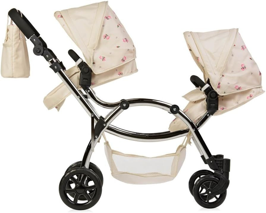 Twin Doll Pram Double Pushchair Adjustable Handle 16 Configurations