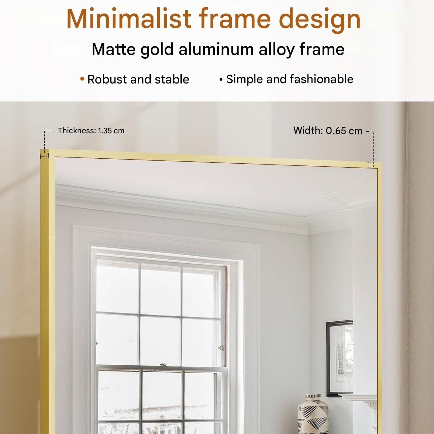 Full Length Floor Mirror 60x165cm Standing Leaning Wall Mount Gold Frame