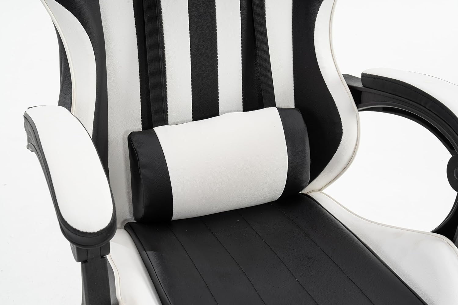 Gaming Office Chair White PU Leather Swivel Adjustable Height Reclining Footrest