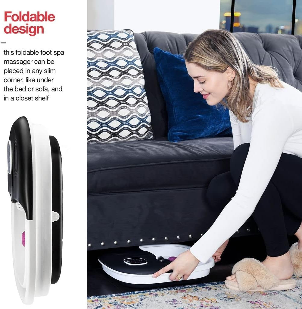 Heated Foot Spa Massager with Bubbles Vibration Remote 5-in-1 Relax
