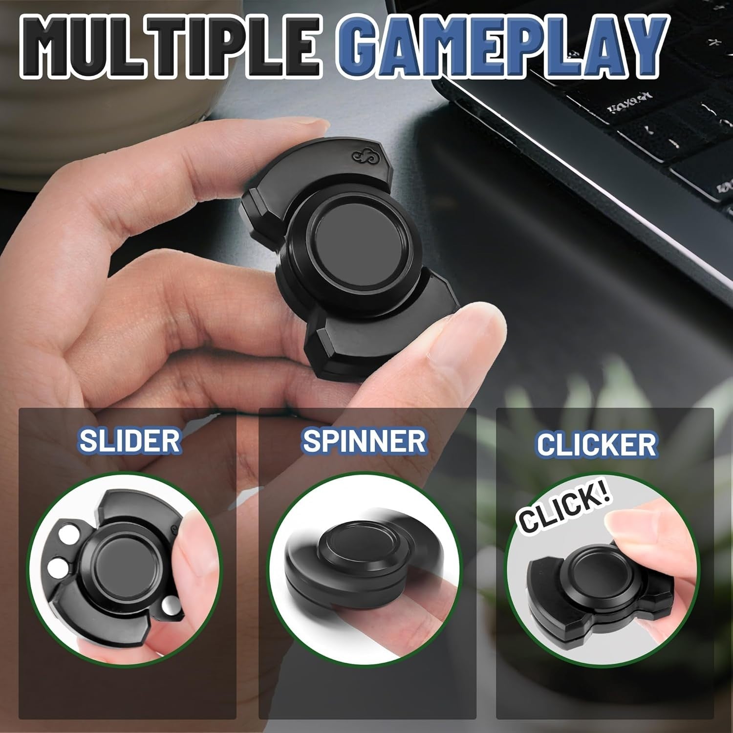 2pcs Magnetic Fidget Spinner Slider Clicker Quiet Metal Stress Relief