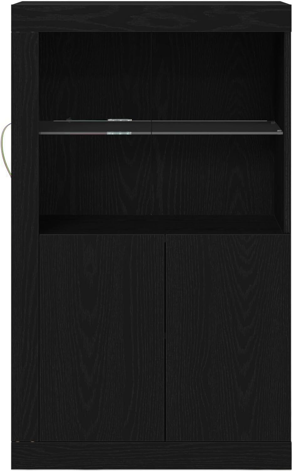 Black Oak Side Cabinet with Floating Shelves – Space-Saving Storage