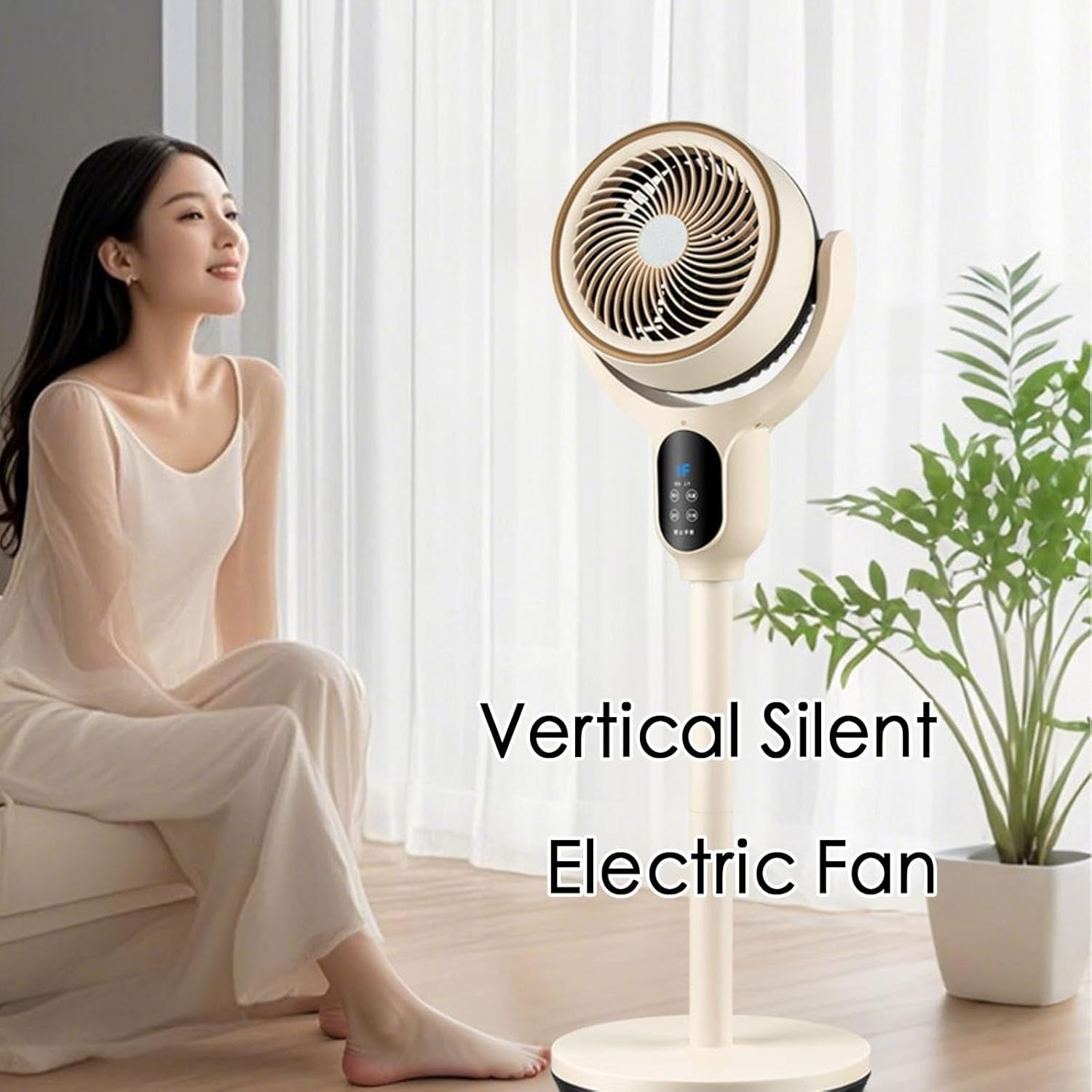 90°+90° Standing Fan Adjustable Height 3-Speed Quiet Floor Pedestal Fan White
