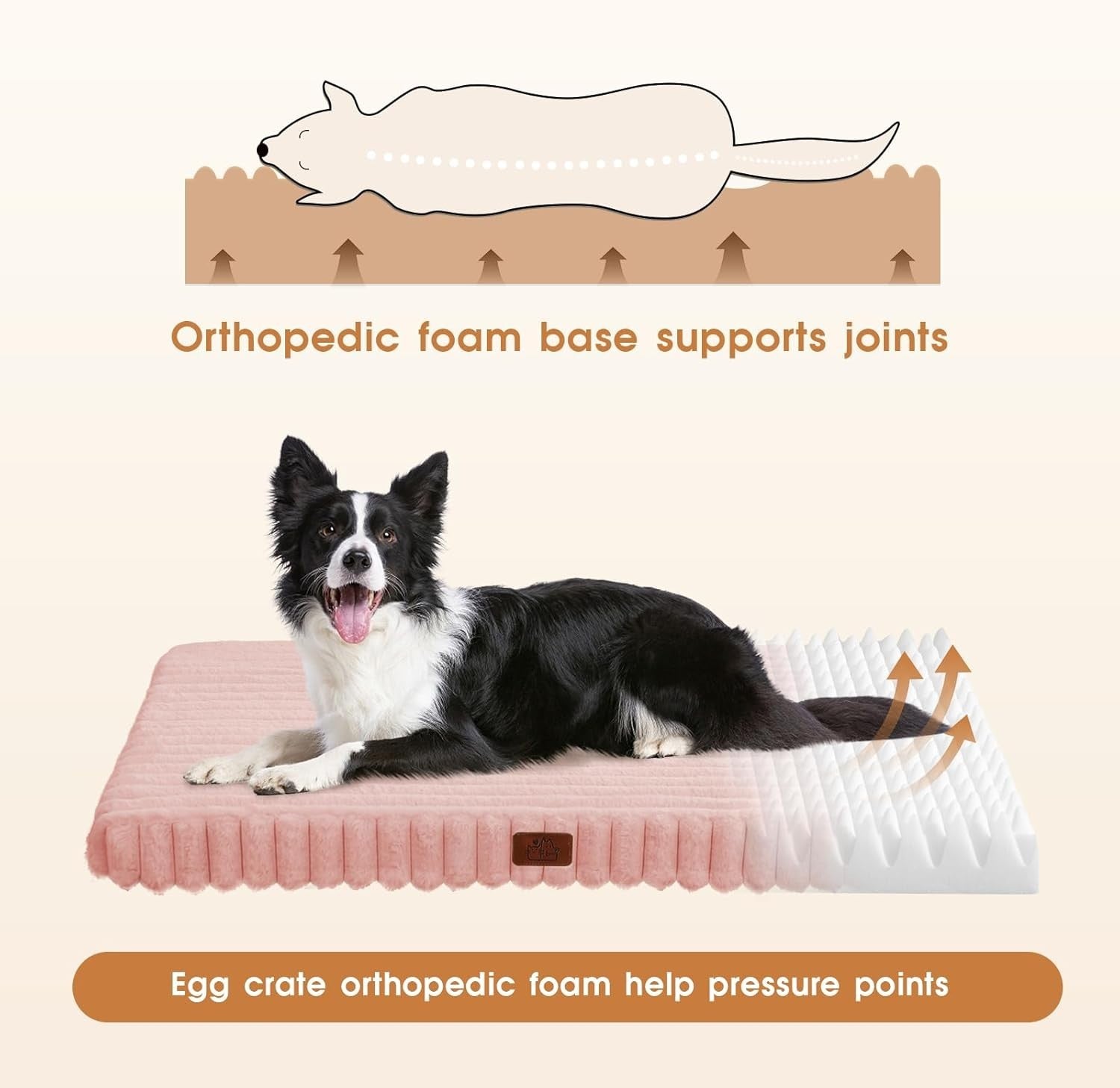 XXL Orthopedic Dog Bed 119x74cm Waterproof Washable Pink