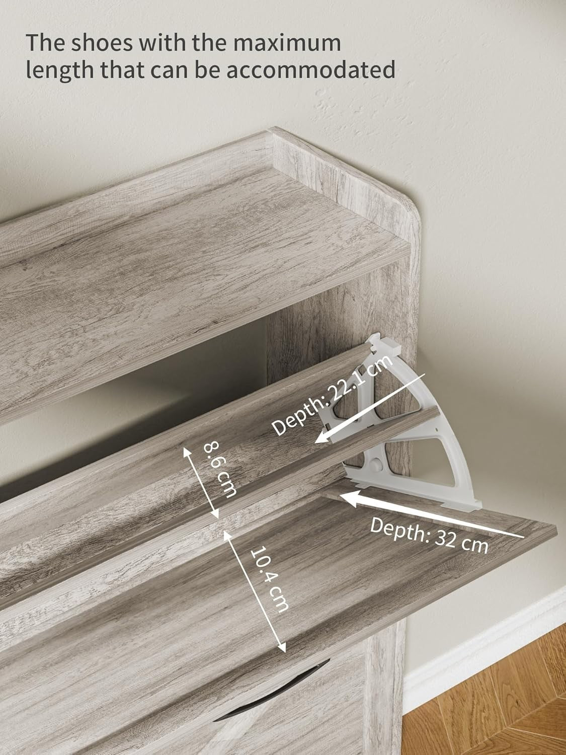 Slim Wooden Shoe Cabinet 2 Drawer Fold Storage Rack – Dustproof Grey Hallway