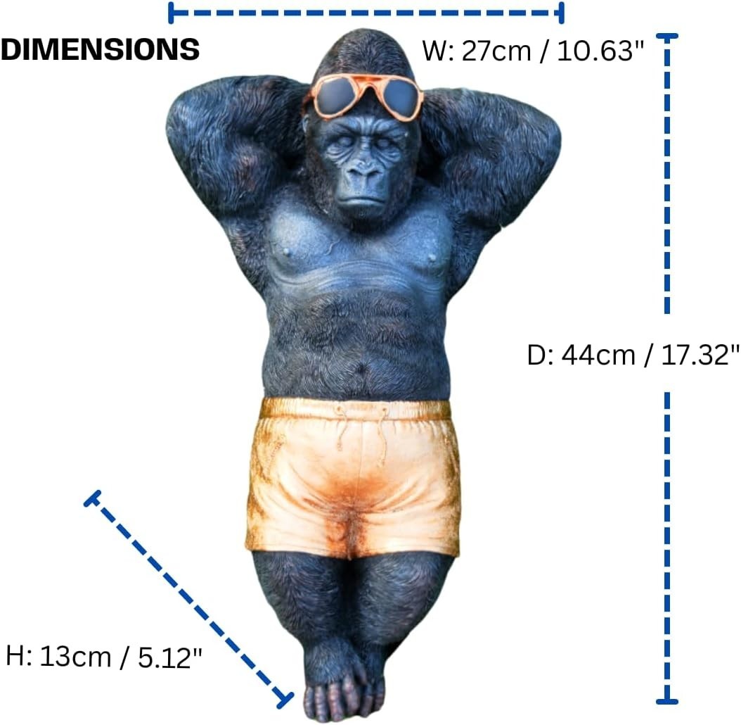 Chilling Gorilla Garden Ornament 44cm Fun Resin Monkey Statue Outdoor Decor