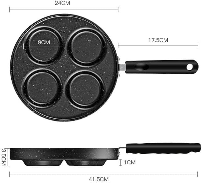 4-Hole Mini Pancake Pan | Non-Stick Cast Iron Crepe Maker with Handle