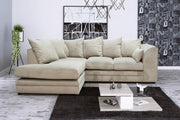 Cream L-Shaped 3+2 Seater Corner Sofa - Plush Fabric Modular Couch (Left Hand)
