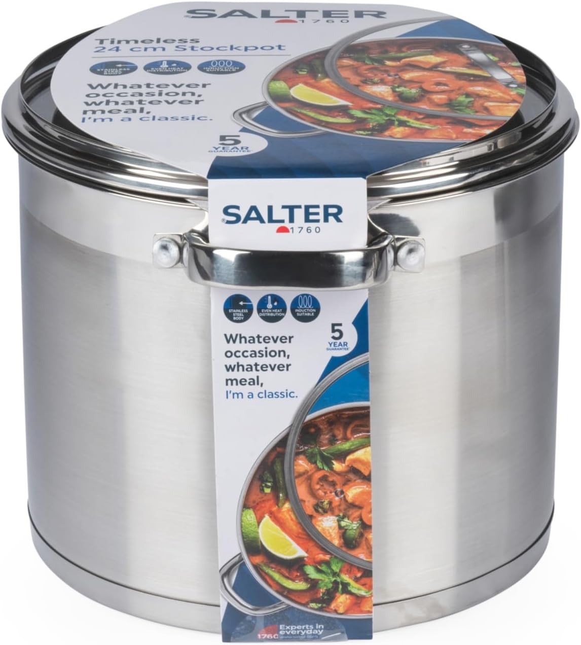24cm Stainless Steel Stockpot – 9L Large Induction Cooking Pot with Glass Lid