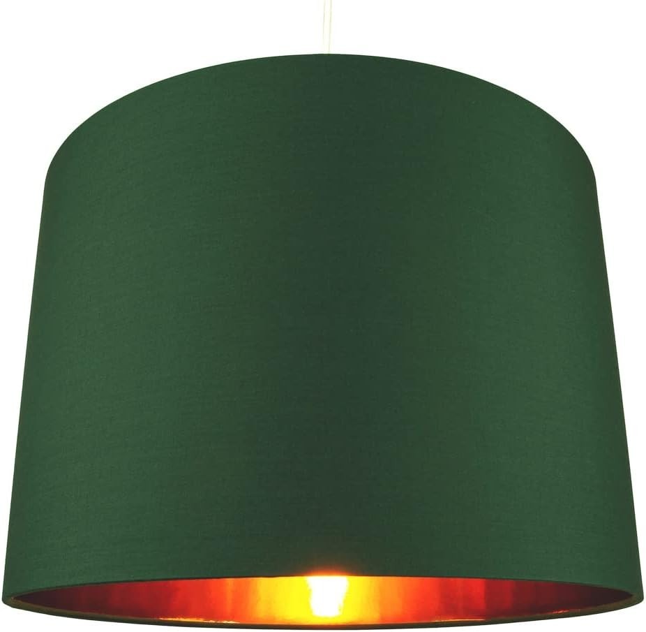 Forest Green Drum Lampshade 40cm Copper Inner Table Floor Pendant